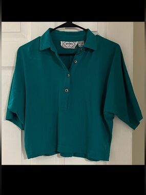Vintage Polo-Style Cropped Women’s Boxy Top |S